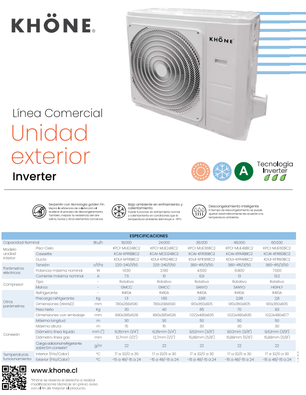 Aire Acondicionado Piso/Cielo 60.000btu Inverter 410a Khone - Imagen 4